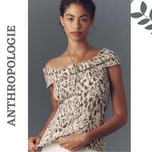 Maeve (Anthropologie) Off-Shoulder Ribbed Leopard Top – XS